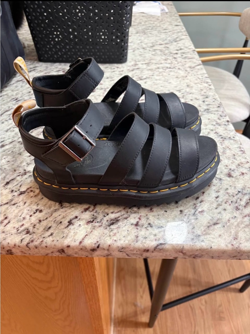 Dr. Martens Black Leather Platform Fisherman Sandals